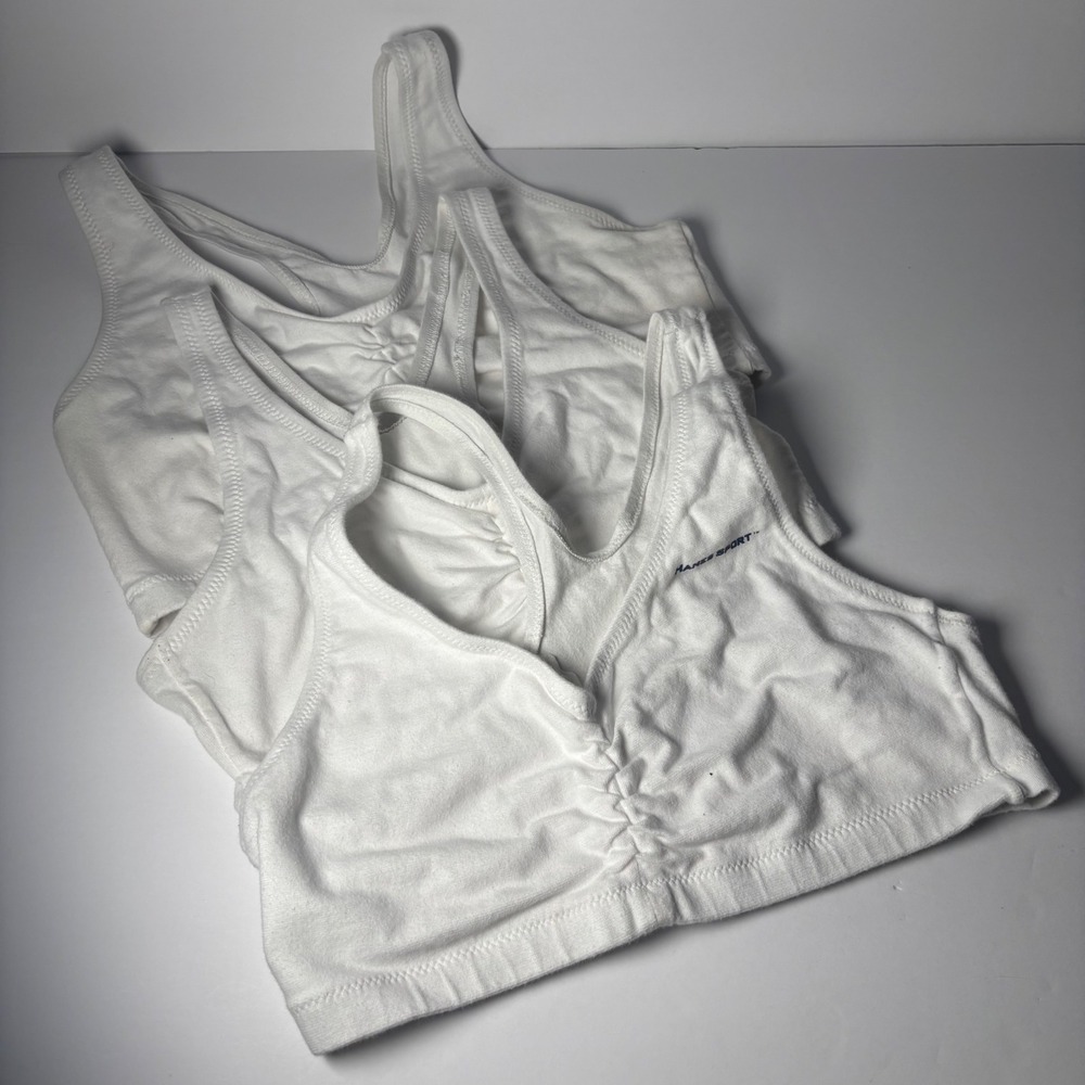 Hanes Sport‎ White Racerback Sports Bra Bundle Set of 3 Size Medium Large